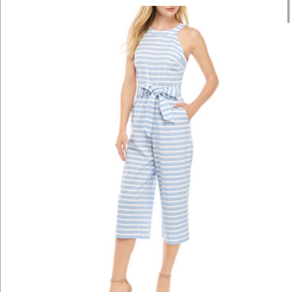 NWT Crown & Ivy High Neck Yarn Dye Jumpsuit sz 4